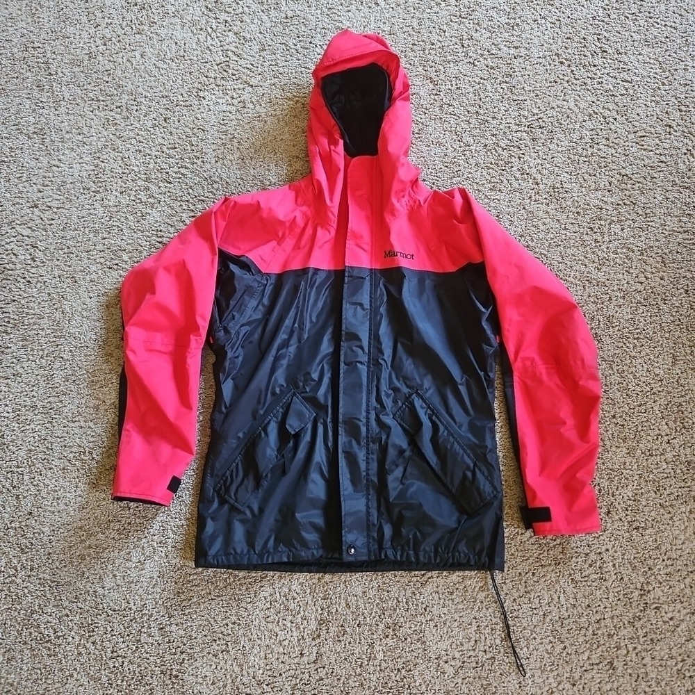 Marmot Jacket Full Zip Hooded Outdoor Hiking Rain Shell Men's Medium Vented Ski